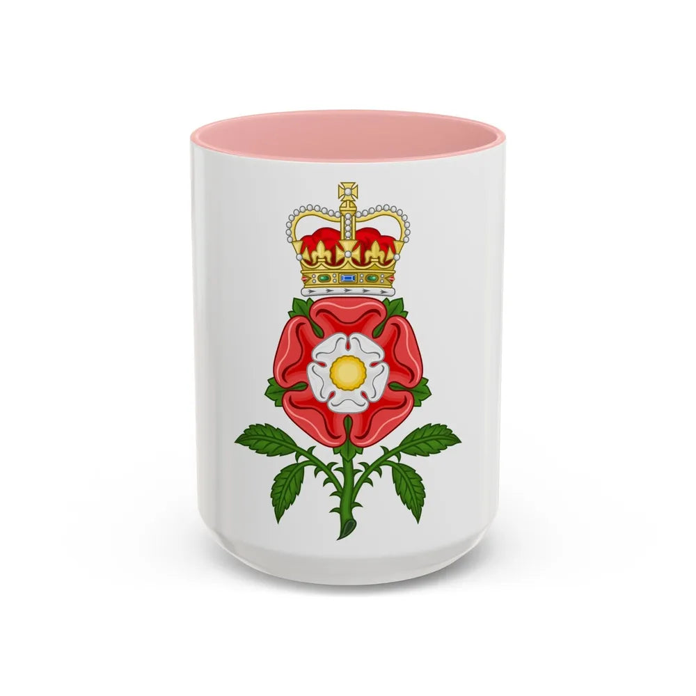 Tudor Rose Royal Badge of England - Accent Coffee Mug-15oz-Pink-Go Mug Yourself