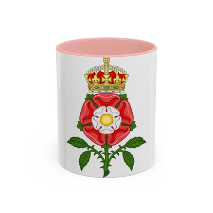 Tudor Rose (Tudor Heraldry) - Accent Coffee Mug-11oz-Pink-Go Mug Yourself