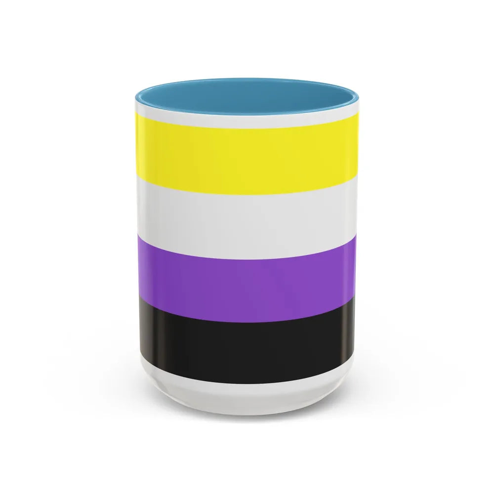 Nonbinary Pride Flag - Accent Coffee Mug-15oz-Light Blue-Go Mug Yourself