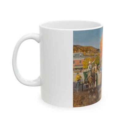 Fox Fals Town Scene - White Coffee Mug-Go Mug Yourself