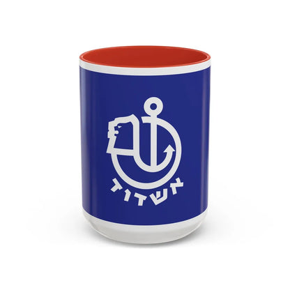 Flag of Ashdod Israel - Accent Coffee Mug-15oz-Red-Go Mug Yourself