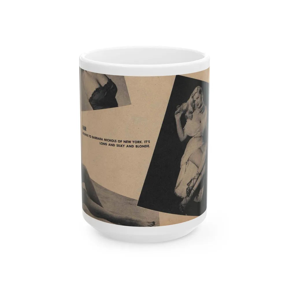 Barbara Nichols #267 - 1 Page with, 1 small B&W Photo & Caption from Cover Girls Models Mag. '53 (Vintage Female Icon) White Coffee Mug-15oz-Go Mug Yourself