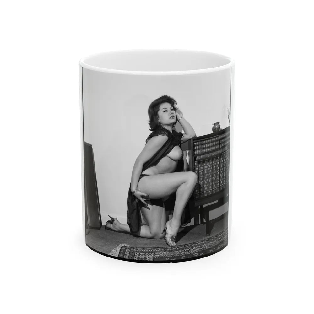 June Palmer #321 - Topless (Vintage Female Icon) White Coffee Mug-11oz-Go Mug Yourself