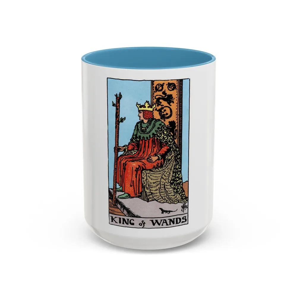 The King of Wands (Tarot Card) Accent Coffee Mug-15oz-Light Blue-Go Mug Yourself