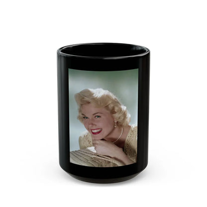 Doris Day #114 (Vintage Female Icon) Black Coffee Mug-15oz-Go Mug Yourself