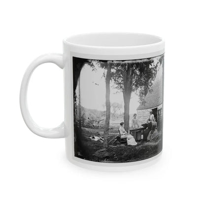 Cedar Mountain, Va. Family Group Before The House In Which Gen. Charles S. Winder (C.S.A.) Died (U.S. Civil War) White Coffee Mug-Go Mug Yourself