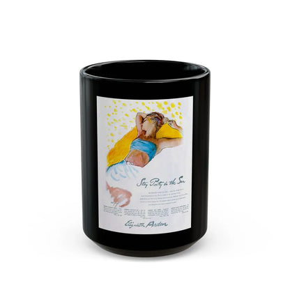 Elizabeth Arden advt, Stay Pretty in the Sun, 1947 - Black Coffee Mug-15oz-Go Mug Yourself