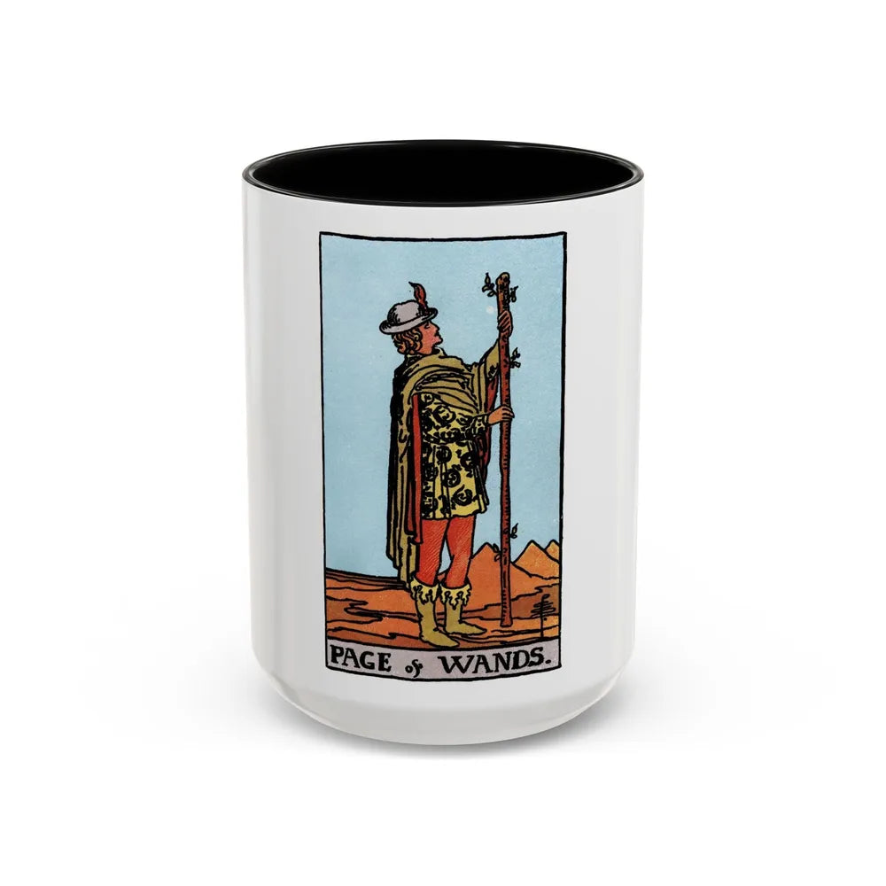 The Page of Wands (Tarot Card) Accent Coffee Mug-15oz-Black-Go Mug Yourself