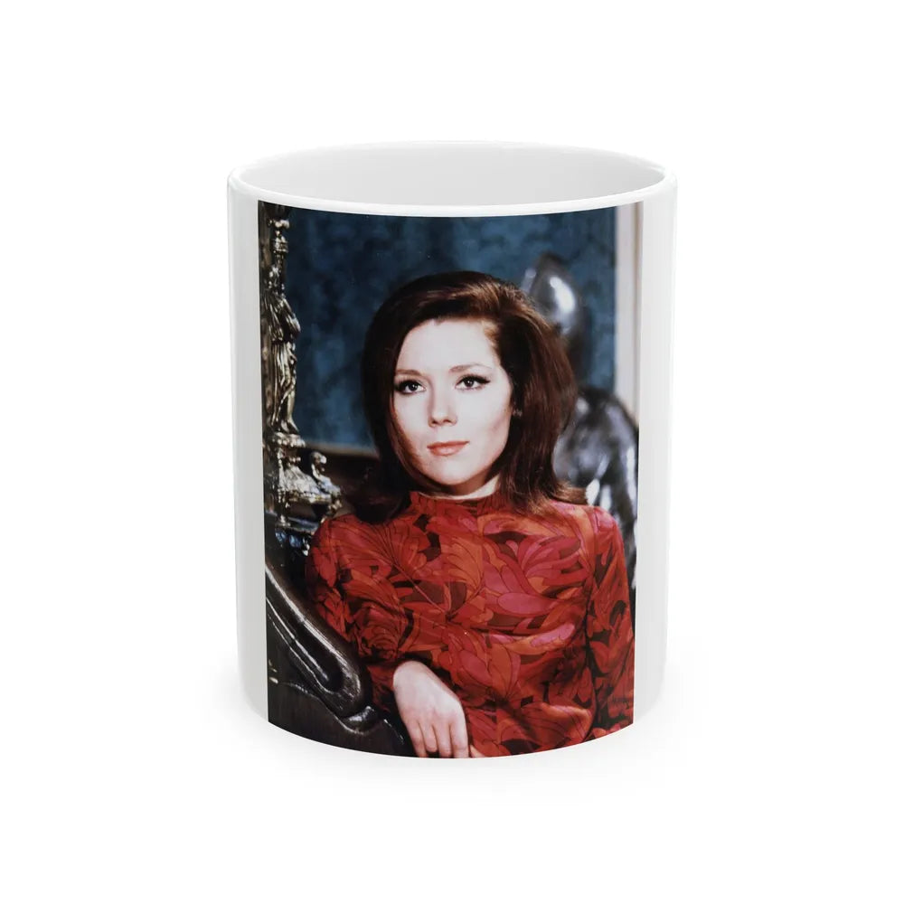 Diana Rigg #36 (Vintage Female Icon) White Coffee Mug-11oz-Go Mug Yourself