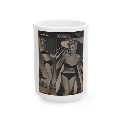 Barbara Nichols #433 - Page 1 of 1 with, 2 B&W Photos & Short Paragraph from GALA Magazine January '53 (Vintage Female Icon) White Coffee Mug-15oz-Go Mug Yourself