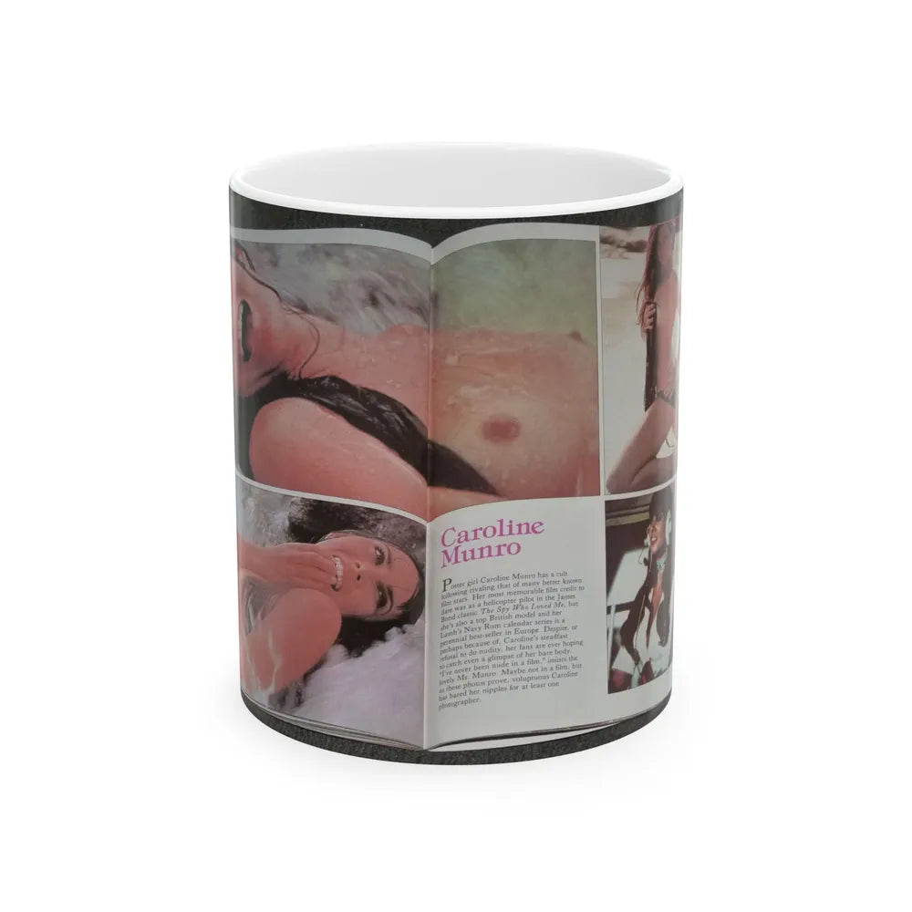 Caroline Munro #150 - Celebrity Skin '84 Topless Spread (Vintage Female Icon) White Coffee Mug-11oz-Go Mug Yourself