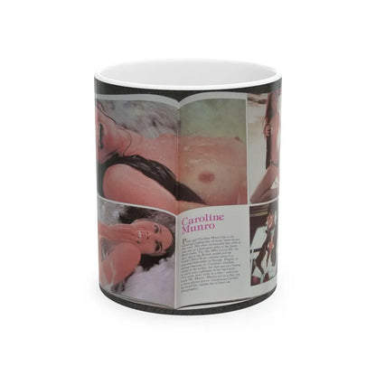 Caroline Munro #150 - Celebrity Skin '84 Topless Spread (Vintage Female Icon) White Coffee Mug-11oz-Go Mug Yourself