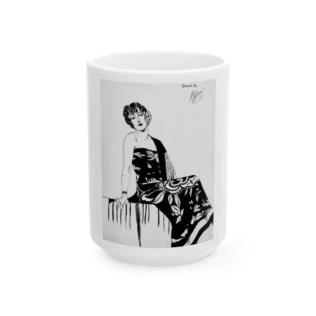 Early Figure Sketch 1 (c. 1920s) - White Coffee Mug 15oz - Go Mug Yourself