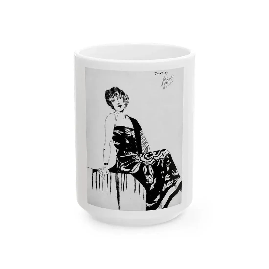Early Figure Sketch 1 (c. 1920s) - White Coffee Mug 15oz - Go Mug Yourself