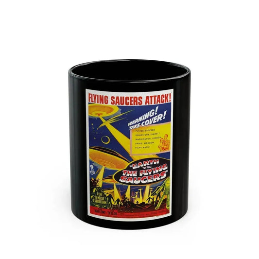 EARTH VS THE FLYING SAUCERS 1956 Movie Poster - Black Coffee Mug 11oz - Go Mug Yourself