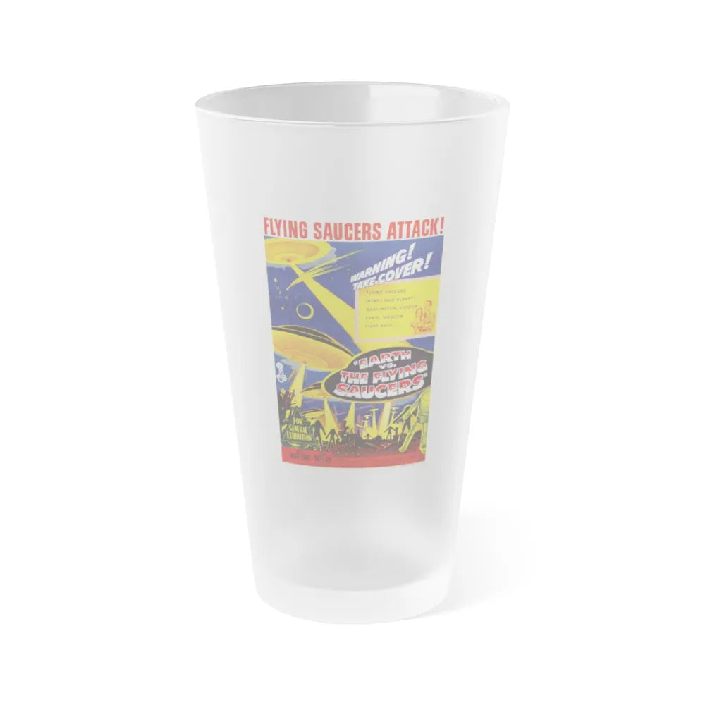 EARTH VS THE FLYING SAUCERS 1956 Movie Poster - Frosted Pint Glass 16oz-16oz-Frosted-Go Mug Yourself