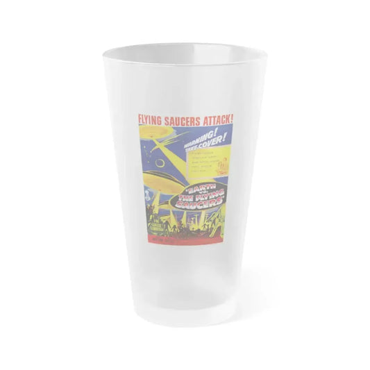 EARTH VS THE FLYING SAUCERS 1956 Movie Poster - Frosted Pint Glass 16oz 16oz Frosted - Go Mug Yourself