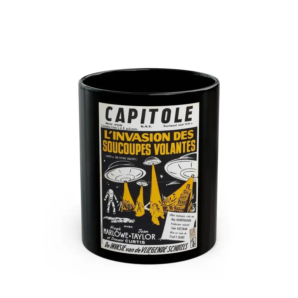 EARTH VS THE FLYING SAUCERS (FRENCH) 2 1956 Movie Poster - Black Coffee Mug 11oz - Go Mug Yourself