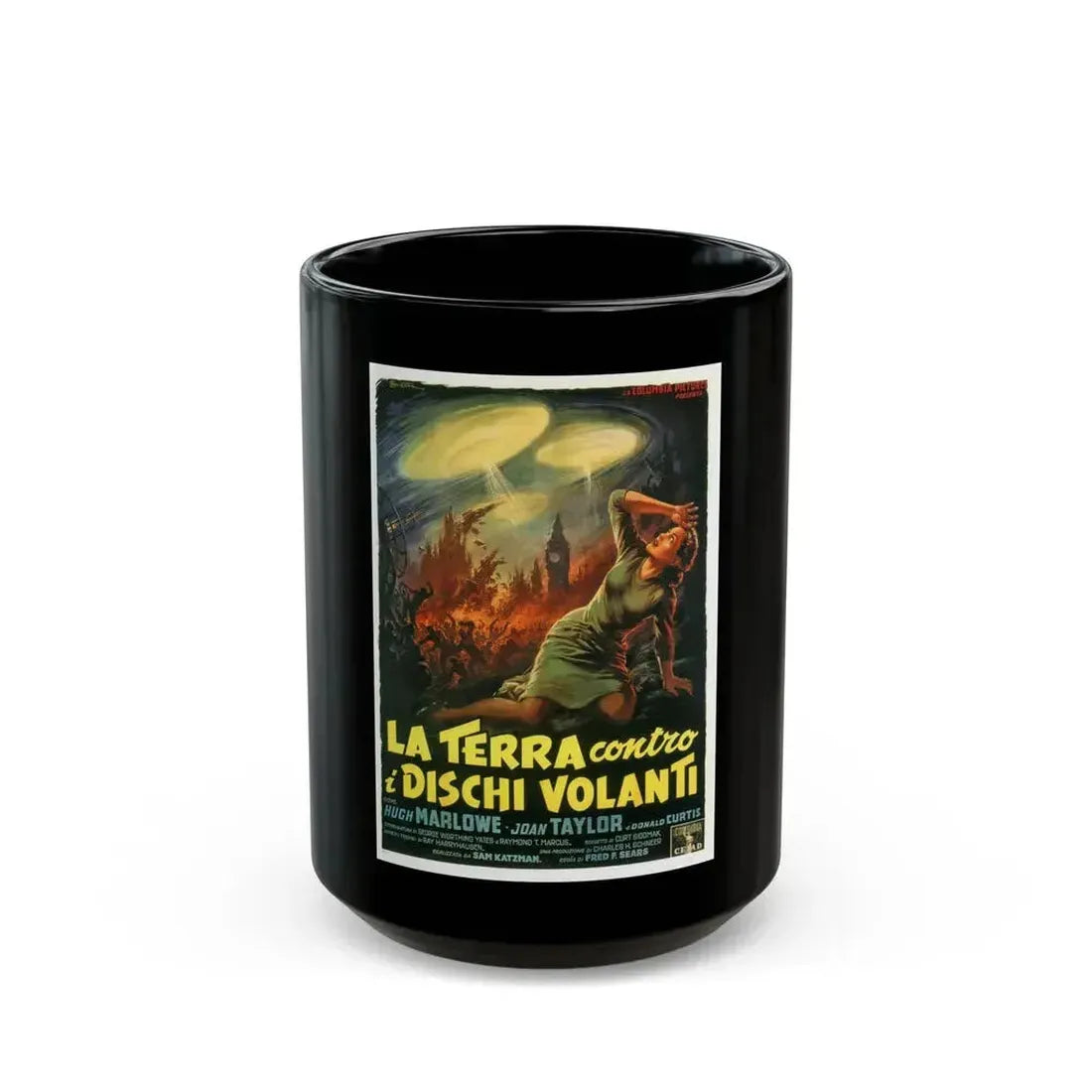 EARTH VS THE FLYING SAUCERS (ITALIAN) 1956 Movie Poster - Black Coffee Mug 15oz - Go Mug Yourself