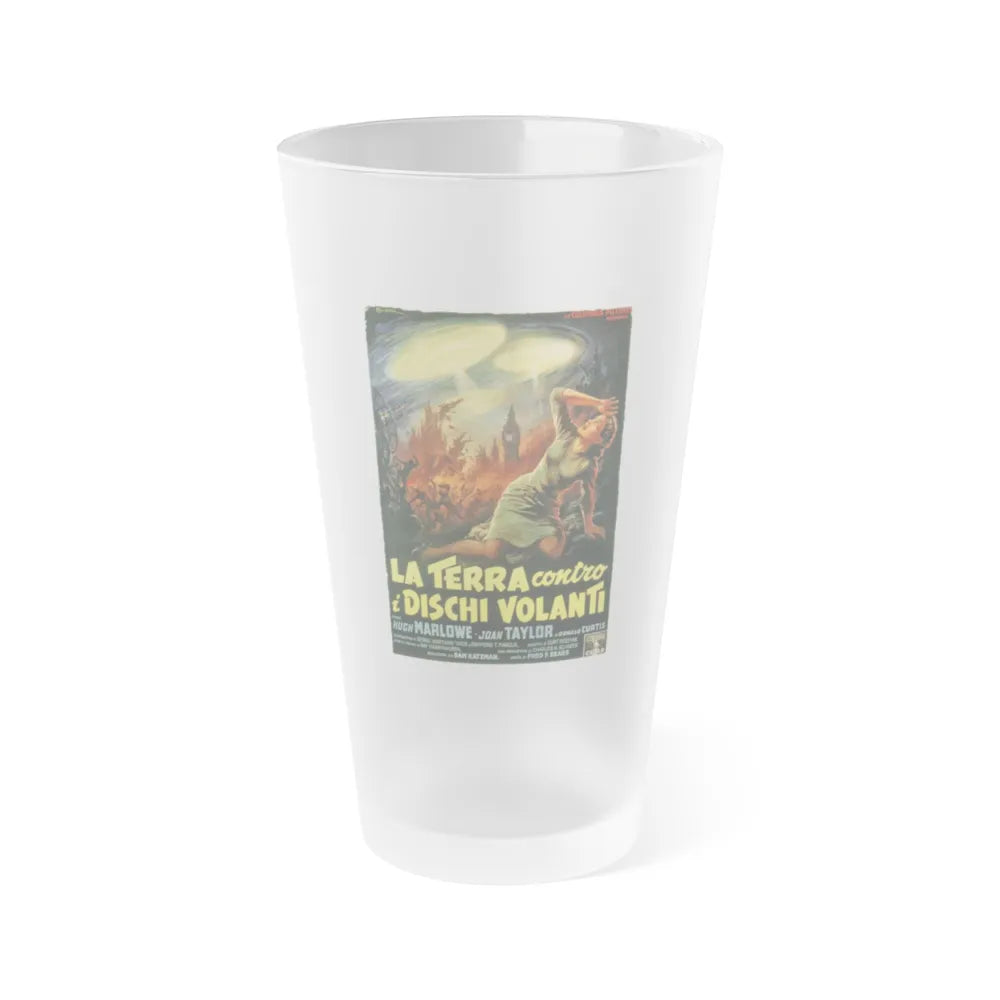 EARTH VS THE FLYING SAUCERS (ITALIAN) 1956 Movie Poster - Frosted Pint Glass 16oz-16oz-Frosted-Go Mug Yourself