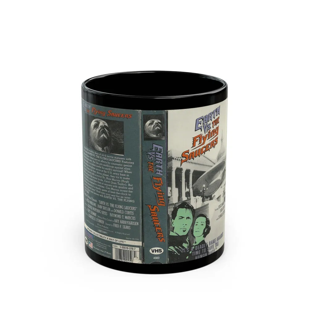 EARTH VS THE FLYING SAUCERS (VHS COVER) - Black Coffee Mug-11oz-Go Mug Yourself