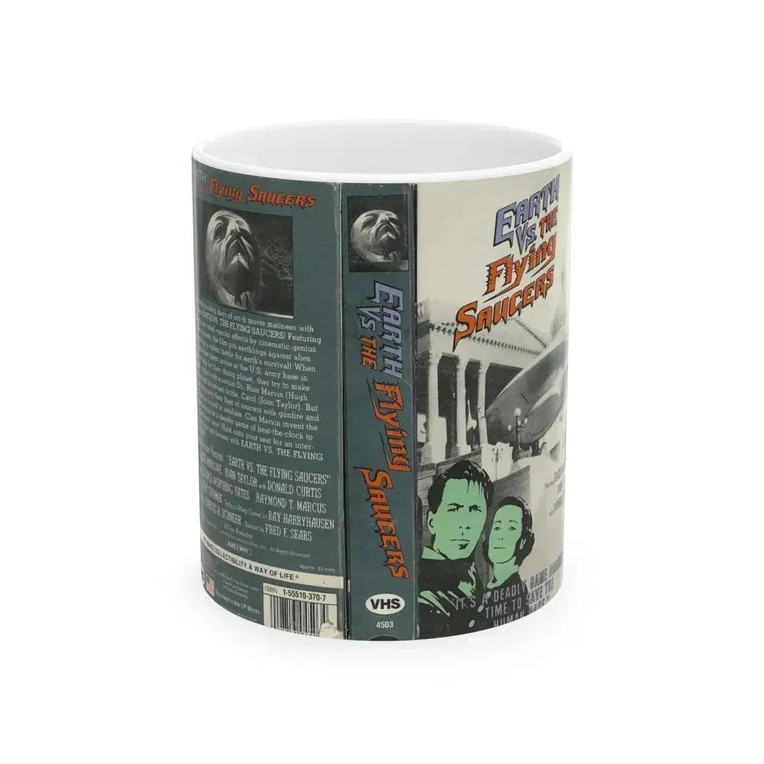 EARTH VS THE FLYING SAUCERS (VHS COVER) - White Coffee Mug 11oz - Go Mug Yourself