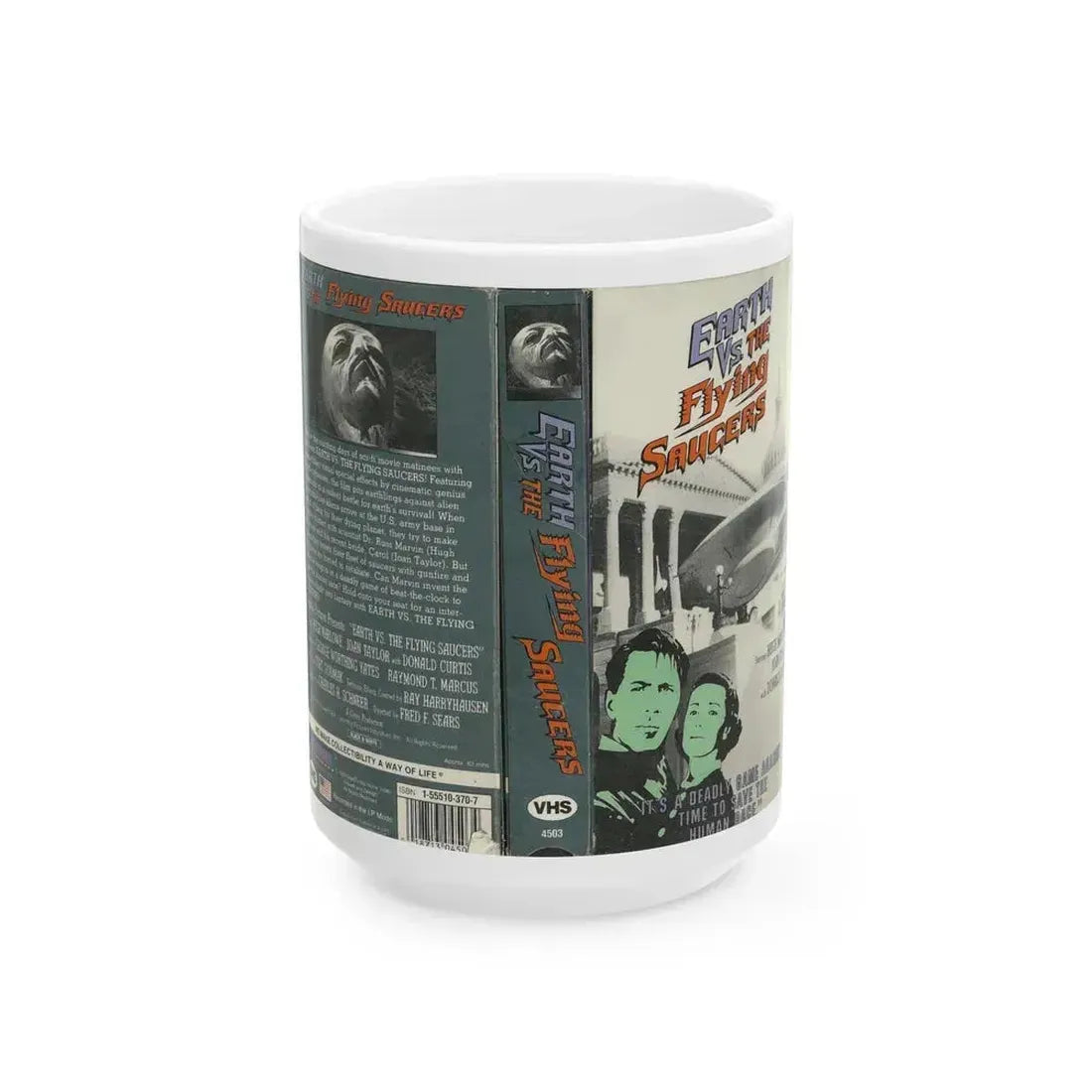 EARTH VS THE FLYING SAUCERS (VHS COVER) - White Coffee Mug 15oz - Go Mug Yourself