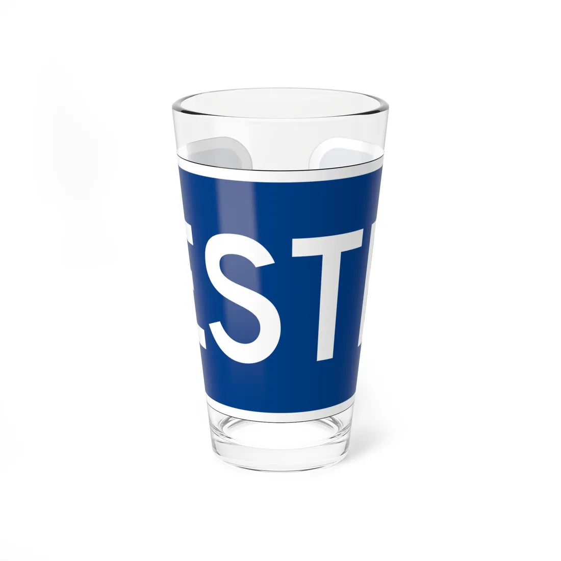 East plate small blue es (Puerto Rico) (Road Sign) Pint Glass 16oz 16oz - Go Mug Yourself