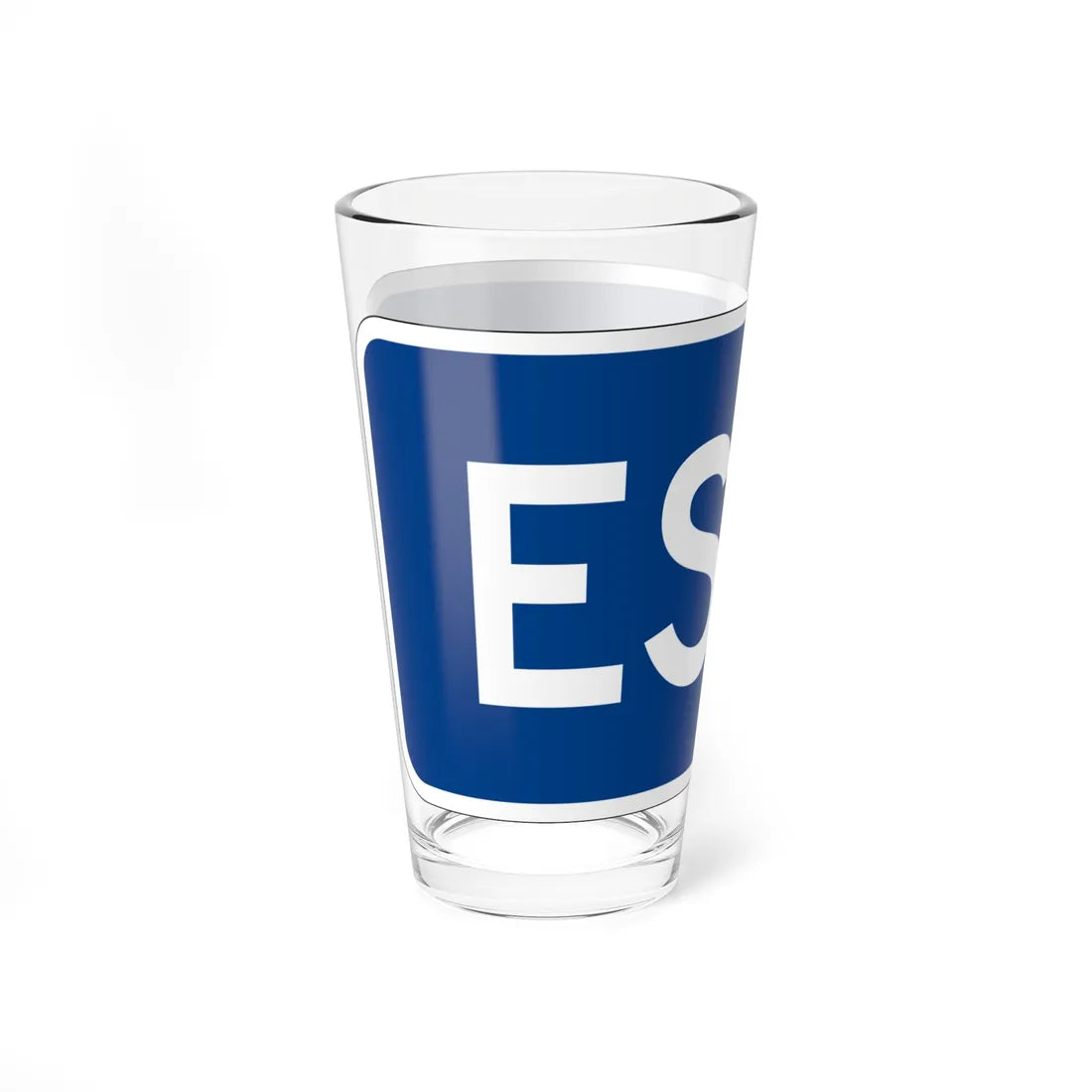 East plate small blue es (Puerto Rico) (Road Sign) Pint Glass 16oz - Go Mug Yourself
