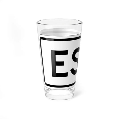 East plate small es (Puerto Rico) (Road Sign) Pint Glass 16oz - Go Mug Yourself