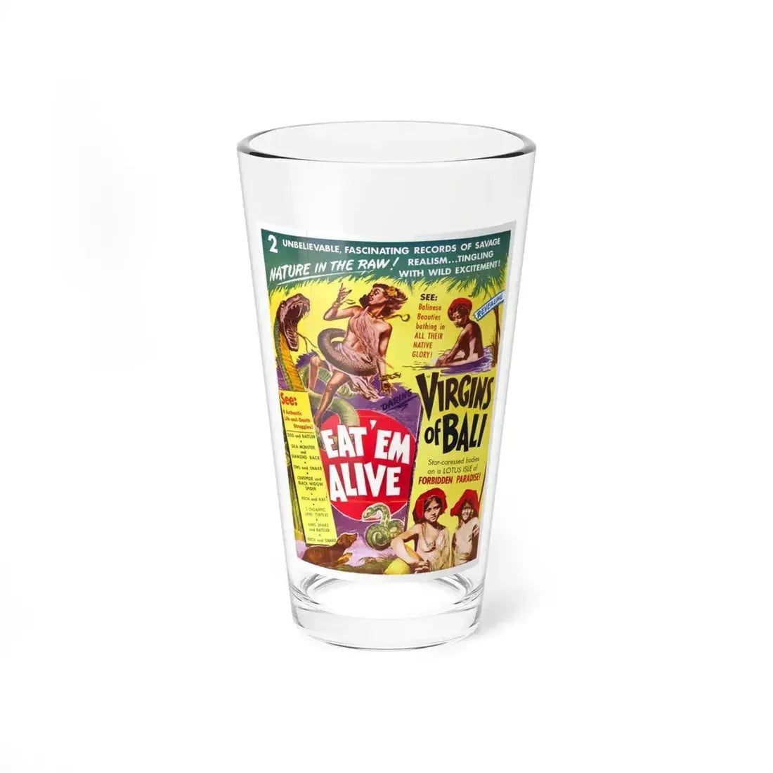 EAT'M ALIVE + VIRGINS OF BALI 1932 Movie Poster - Pint Glass 16oz 16oz - Go Mug Yourself