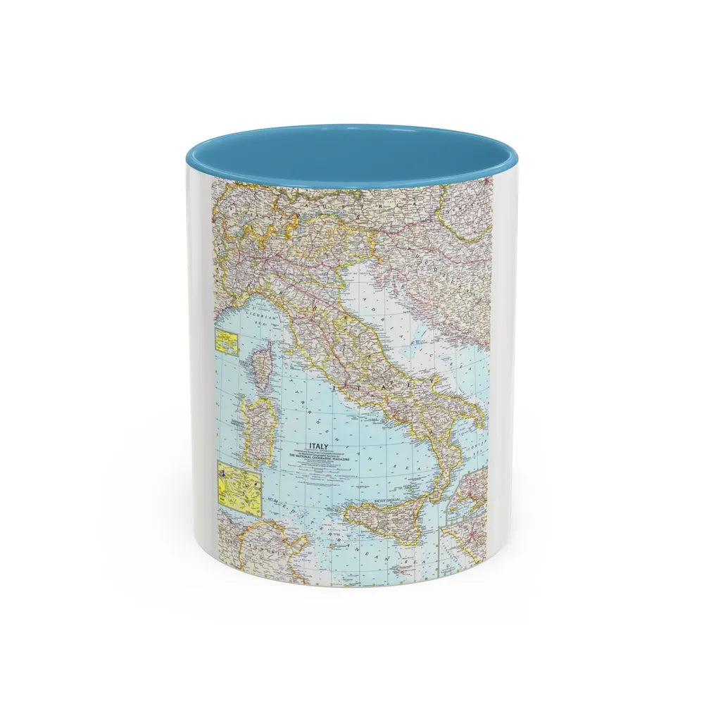 Italy (1961) (Map) Accent Coffee Mug-11oz-Light Blue-Go Mug Yourself