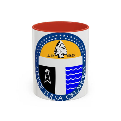 Seal of Tulsa Oklahoma - Accent Coffee Mug-11oz-Red-Go Mug Yourself