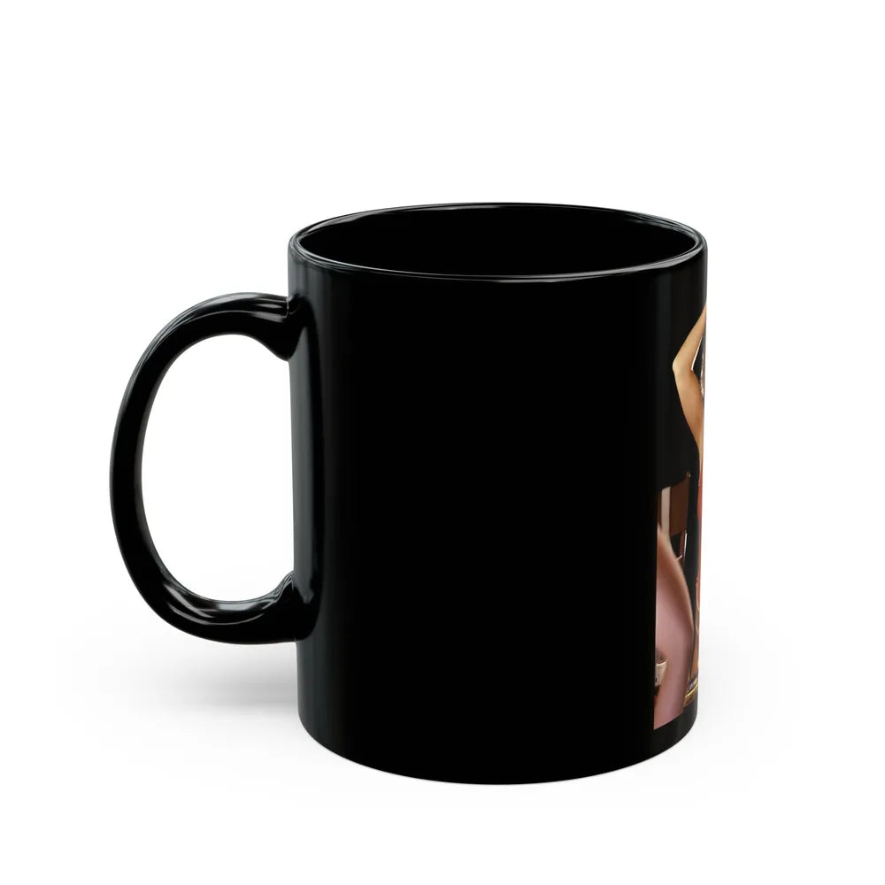 Linda Blair #106 - Partially Topless (Vintage Female Icon) Black Coffee Mug-Go Mug Yourself