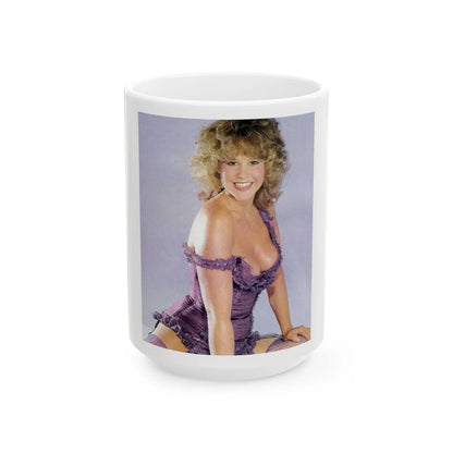 Linda Blair #314 - 1 Page, 1 Photo with lingerie & nipples exposed from OUI Mag. October '82 (Vintage Female Icon) White Coffee Mug-15oz-Go Mug Yourself