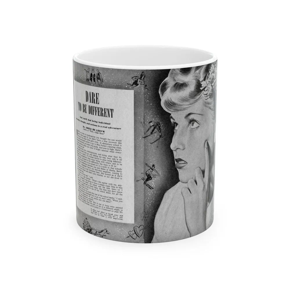 Dare To Be Different, Calling All Girls, January 1946 - White Coffee Mug-11oz-Go Mug Yourself