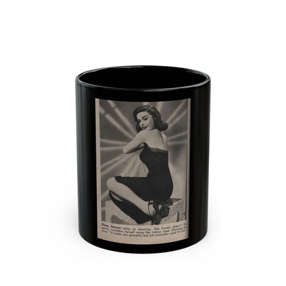 Elaine Stewart #131 - 1 B&W Photo & Caption from Modern Screen Mag. July '55 (Vintage Female Icon) Black Coffee Mug-11oz-Go Mug Yourself