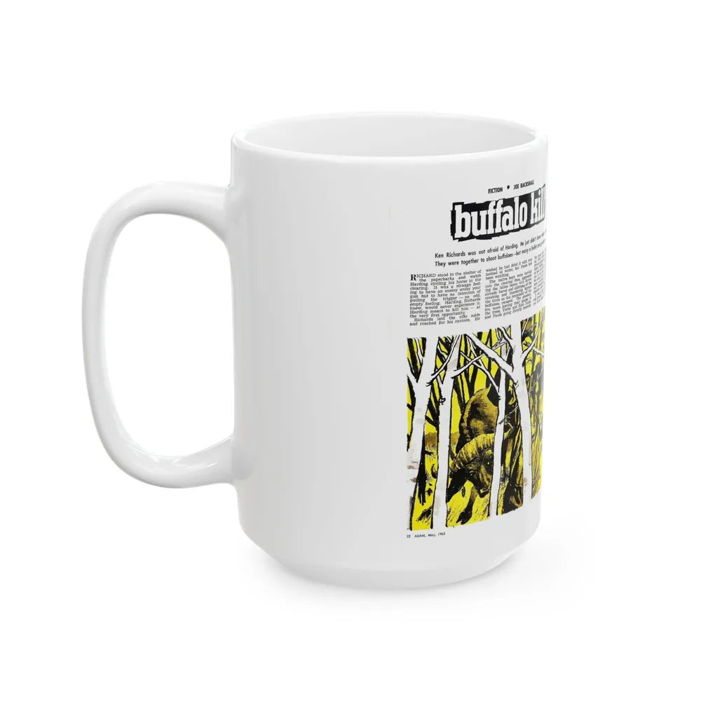 Buffalo Kill, Adam magazine, May 1963 - White Coffee Mug-Go Mug Yourself