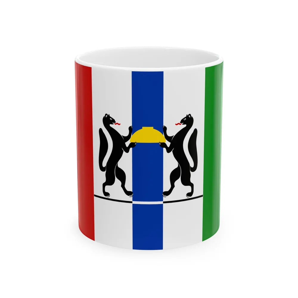 Flag of Novosibirsk Oblast Russia - White Coffee Mug-11oz-Go Mug Yourself