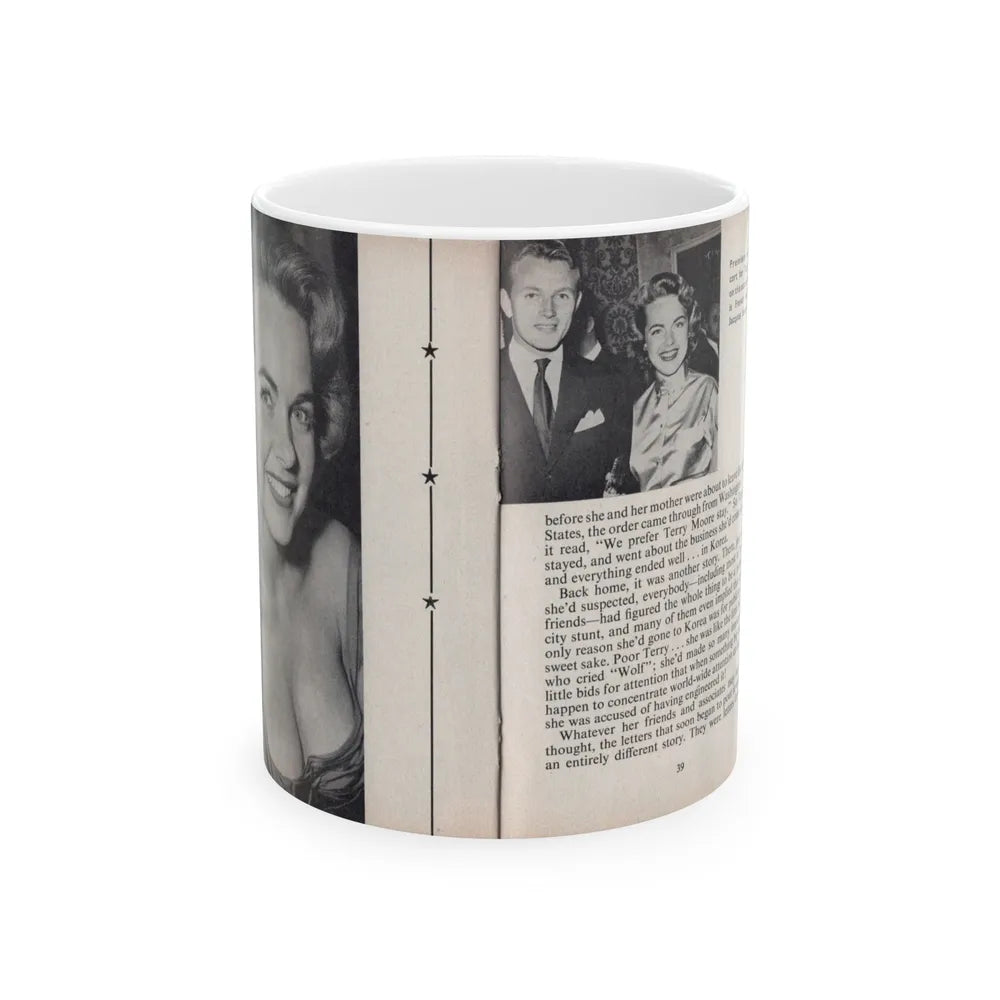 Terry Moore #454 - 66 PHOTOGRAPHS OF Terry MOORE U.K. Pocket Mag. Pages 38 & 39 (Vintage Female Icon) White Coffee Mug-11oz-Go Mug Yourself