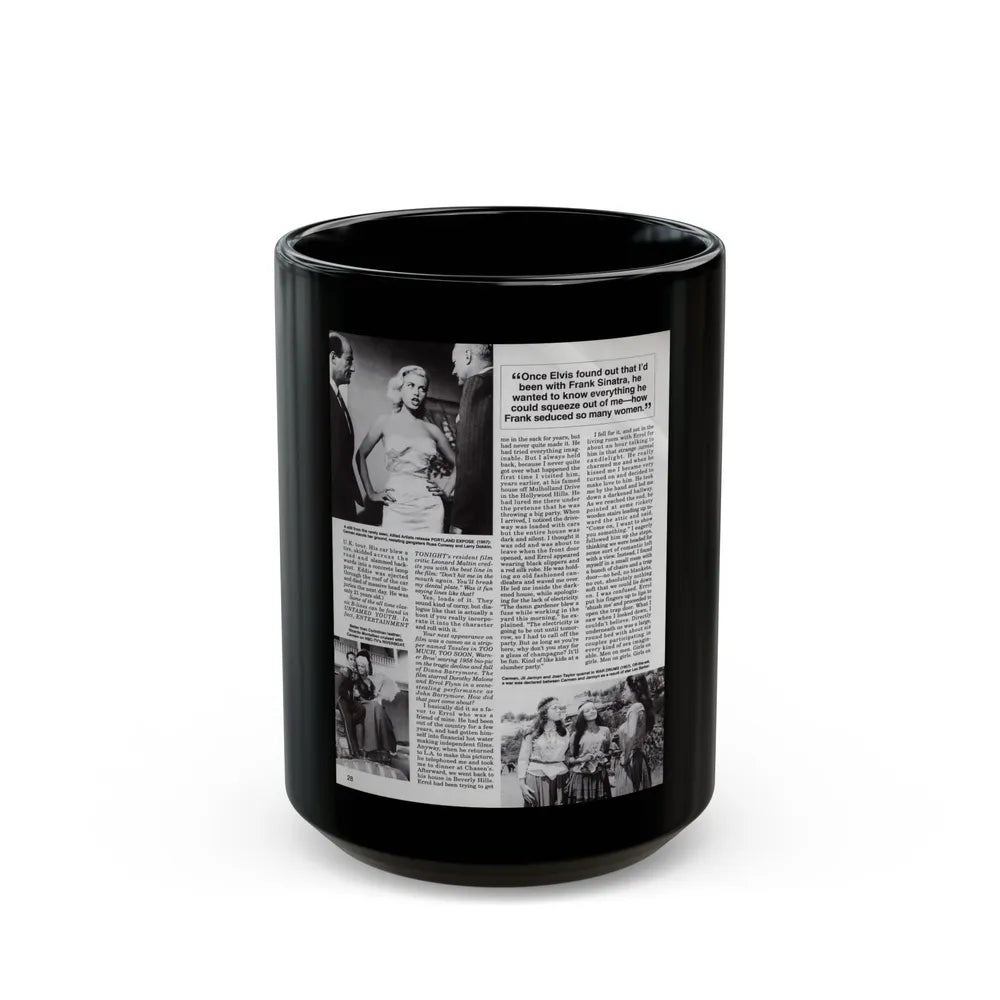 Jeanne Carmen #125 - Pages 11 of 14 with, B&W Movie Stills & Article from Femme Fatales Mag. Oct. '95 (Vintage Female Icon) Black Coffee Mug-15oz-Go Mug Yourself