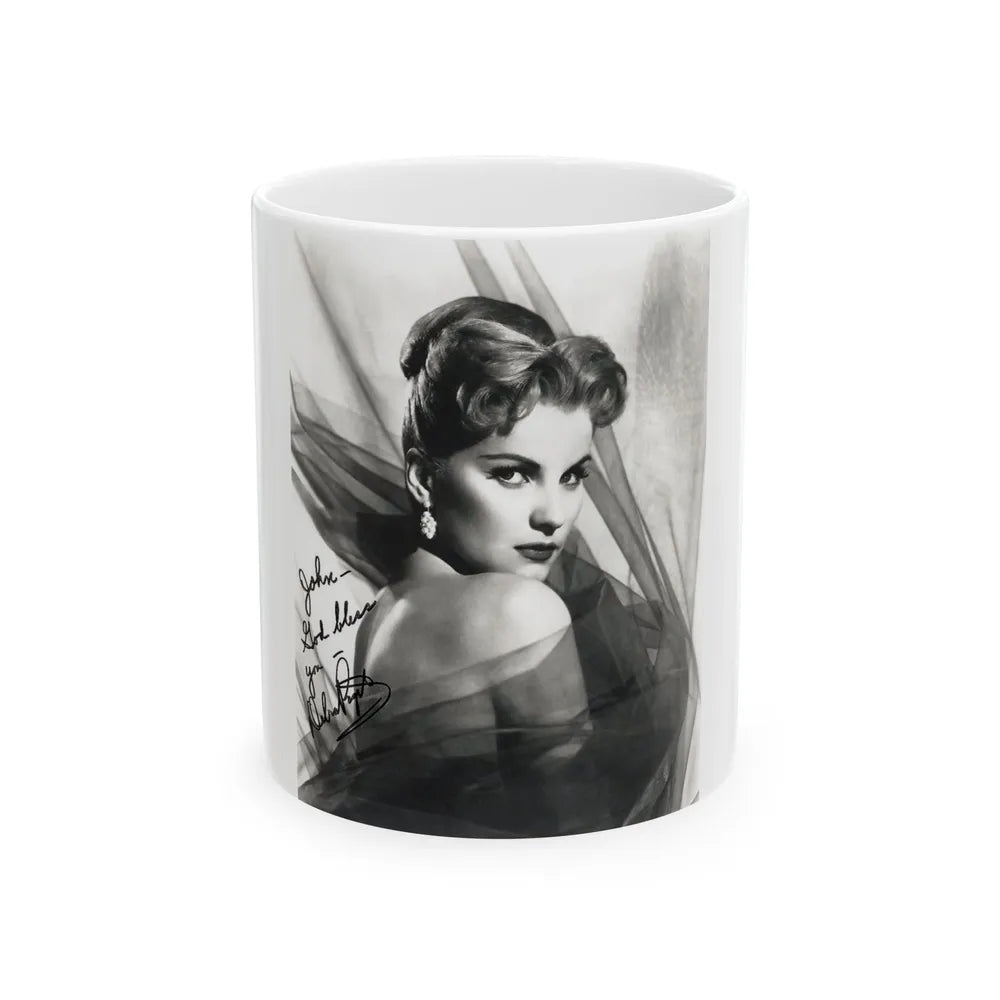 Debra Paget #04 - 8x10 B&W Glamour Portrait Upper Body Bare Shoulders Photo signed (Vintage Female Icon) White Coffee Mug-11oz-Go Mug Yourself