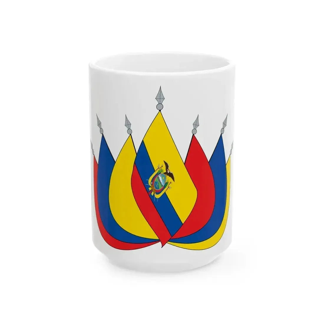 EC flag art (Ecuador) White Coffee Mug 15oz - Go Mug Yourself