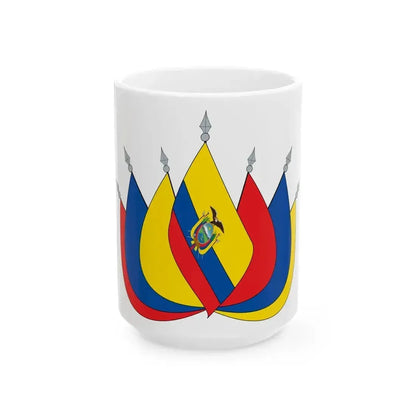 EC flag art (Ecuador) White Coffee Mug 15oz - Go Mug Yourself