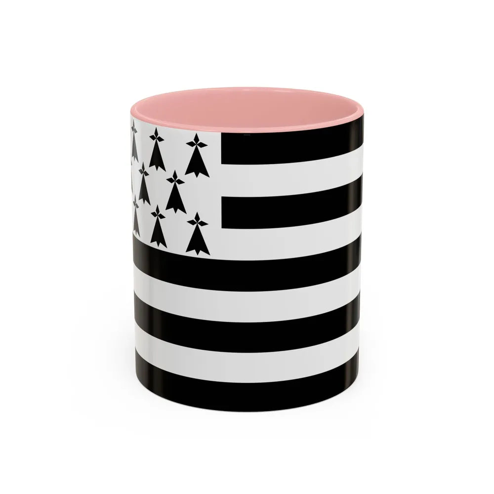 Flag of Bretagne France - Accent Coffee Mug-11oz-Pink-Go Mug Yourself