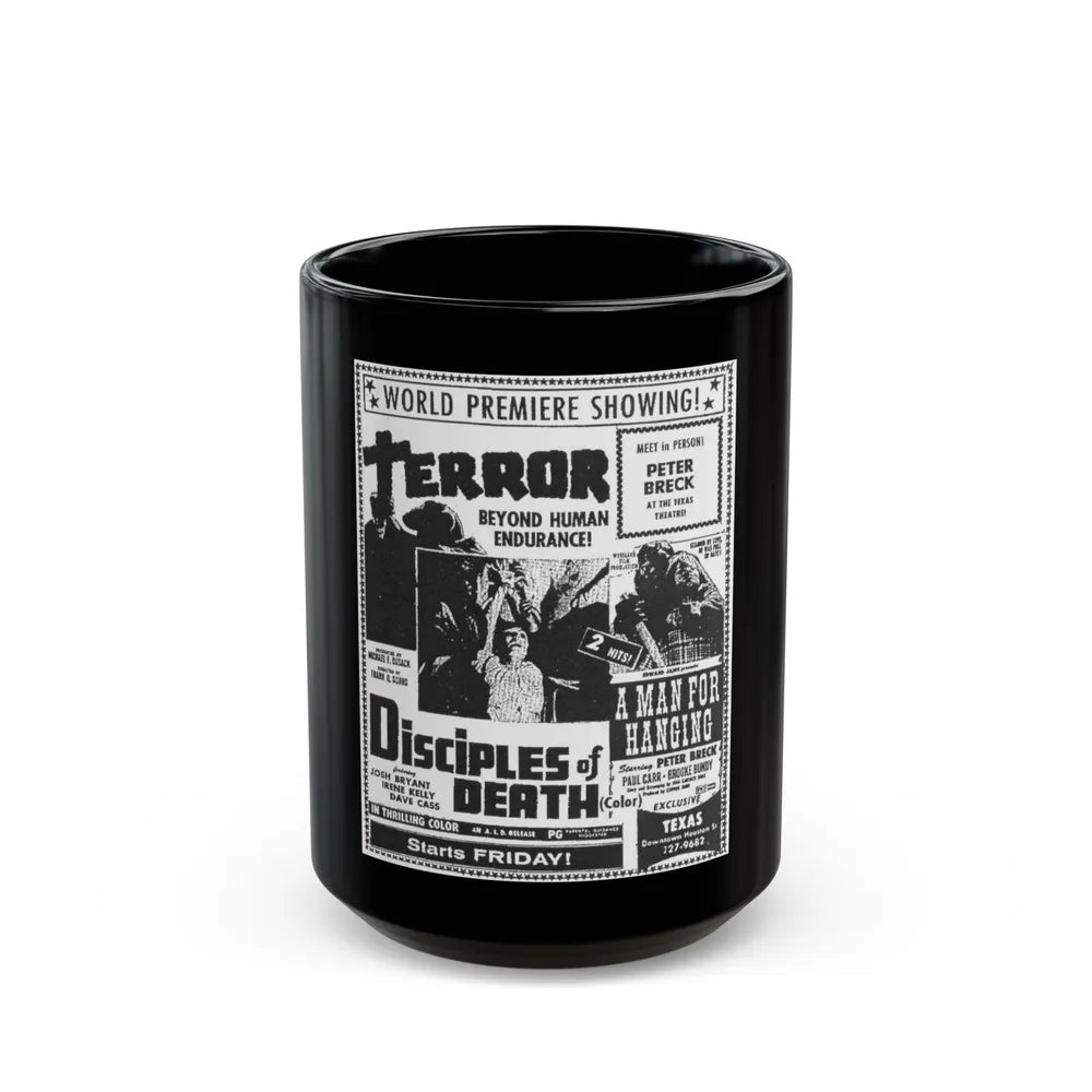 DISCIPLES OF DEATH + A MAN FOR HANGING 1972 Movie Poster - Black Coffee Mug-15oz-Go Mug Yourself