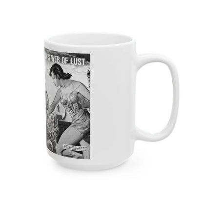 Caught In The Black Widow's Web Of Lust And Espionage, World of Men, December 1963 - White Coffee Mug-Go Mug Yourself