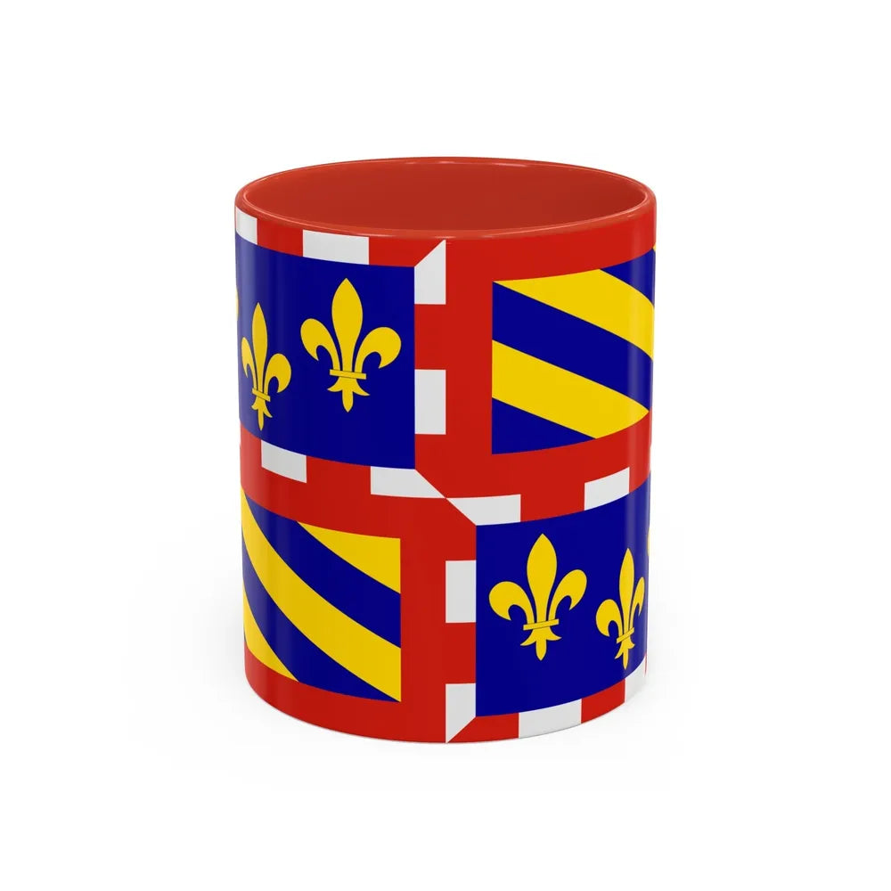 Flag of Bourgogne France - Accent Coffee Mug-11oz-Red-Go Mug Yourself