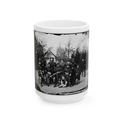 District Of Columbia. Gen. William Gamble And Staff At Camp Stoneman, The Cavalry Depot At Giesborough Point (U.S. Civil War) White Coffee Mug-15oz-Go Mug Yourself