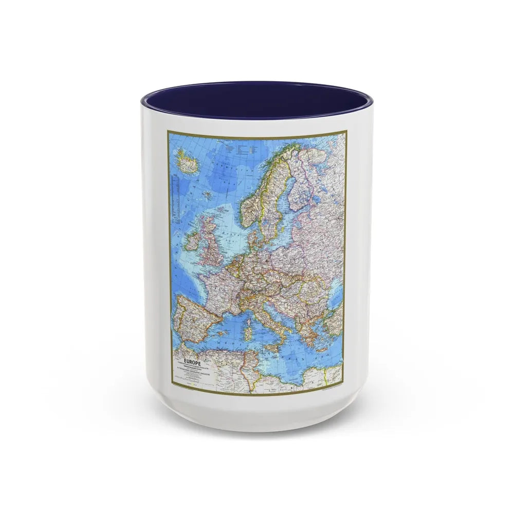 Europe (1977) (Map) Accent Coffee Mug-15oz-Navy-Go Mug Yourself